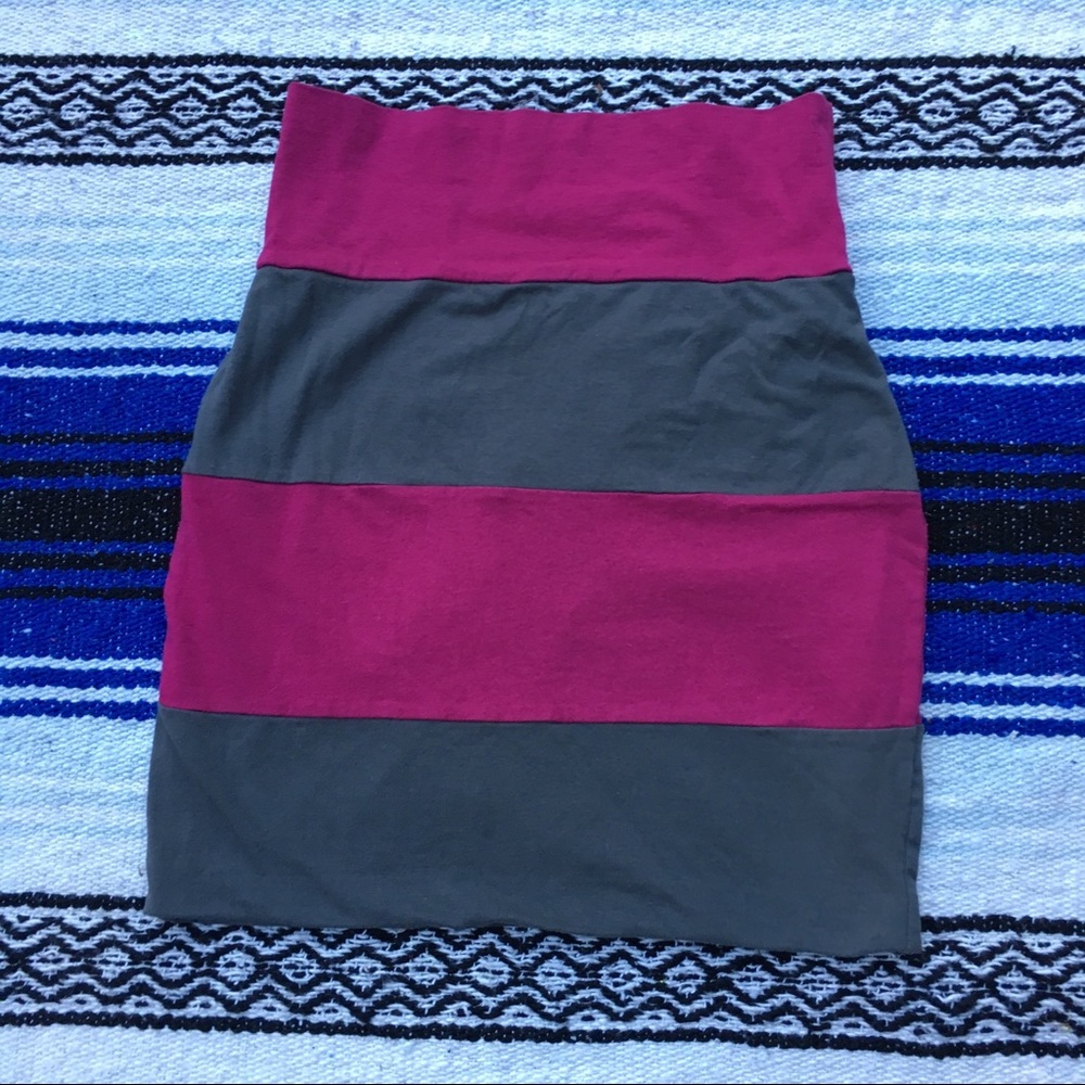 Lily White charcoal grey and pink body con skirt M